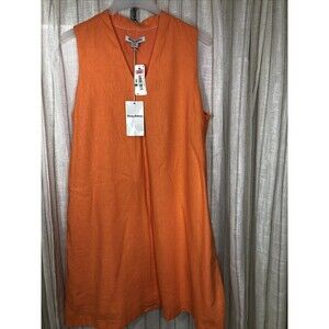 Tommy Bahama Large Shift Dress Pockets Linen Blend Coral Orange NEW!!!
